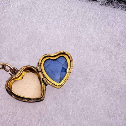 Vintage Gold Locket | Tiny 9k Gold Filled Heart Pendant Photo Memory Charm Engraved Mum | Golden 925 Sterling Silver Chain Necklace