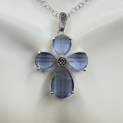 Vintage Gold Sapphire Cross Pendant
