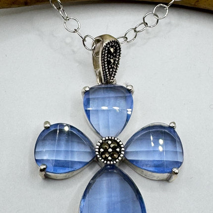 Vintage Gold Sapphire Cross Pendant