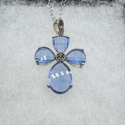 Vintage Gold Sapphire Cross Pendant