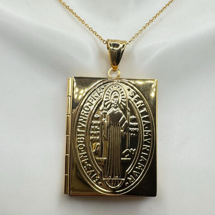 Vintage Photo Locket |Etched Book Memory Charm Pendant Stainless Steel