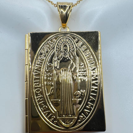 Vintage Photo Locket |Etched Book Memory Charm Pendant Stainless Steel