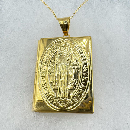 Vintage Photo Locket |Etched Book Memory Charm Pendant Stainless Steel