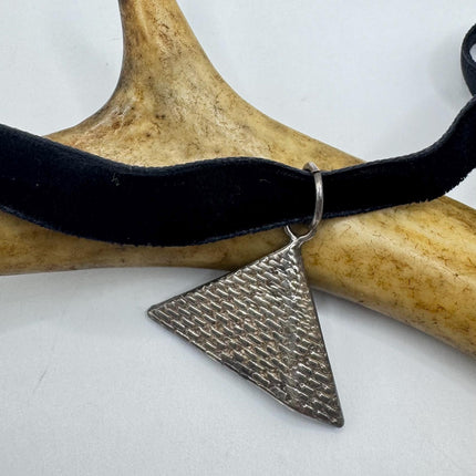 Vintage Pyramid 925 Sterling Silver Black Velvet Choker Necklace Elijah Colletion