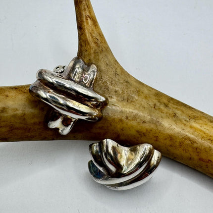 Vintage Silver Clip-On Earrings 925 Sterling Silver Hand Made Elijah Collection