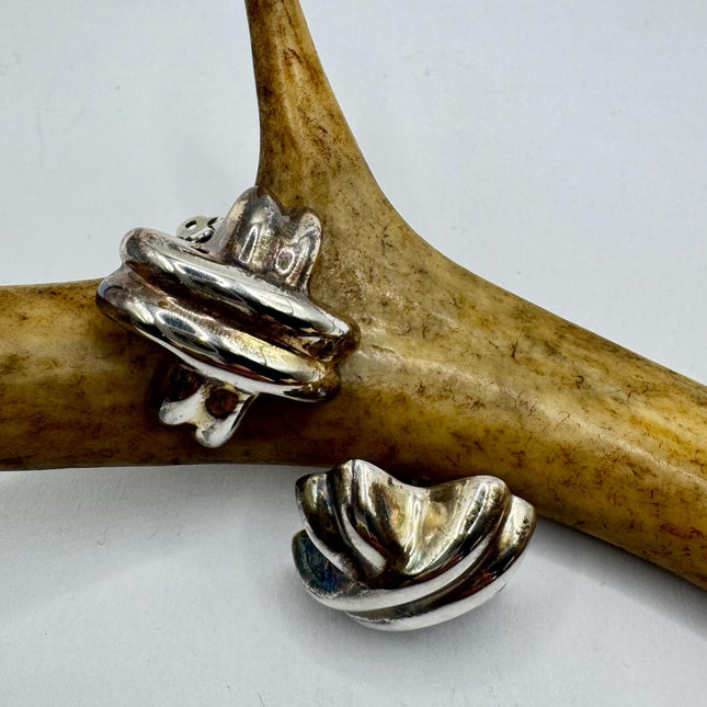 Vintage Silver Clip-On Earrings 925 Sterling Silver Hand Made Elijah Collection