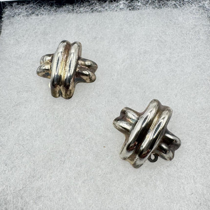 Vintage Silver Clip-On Earrings 925 Sterling Silver Hand Made Elijah Collection