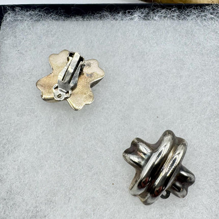 Vintage Silver Clip-On Earrings 925 Sterling Silver Hand Made Elijah Collection