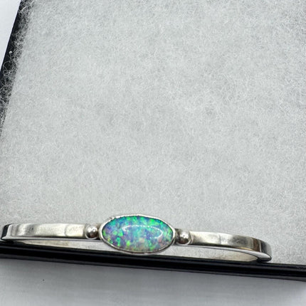 Vintage Fire Opal Gemstone Cuff Bracelet