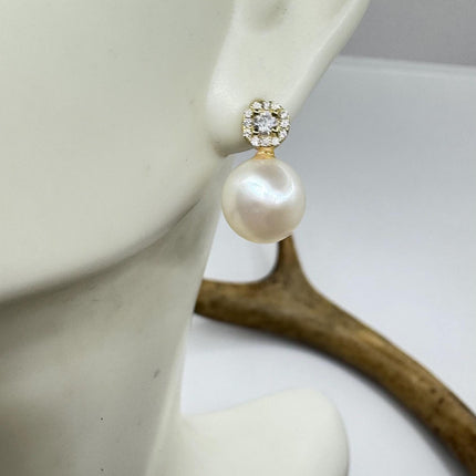 Vintage Silver Earrings | Deco White Pearl 925 Sterling Silver Chain Earrings