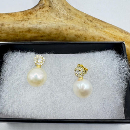 Vintage Silver Earrings | Deco White Pearl 925 Sterling Silver Chain Earrings