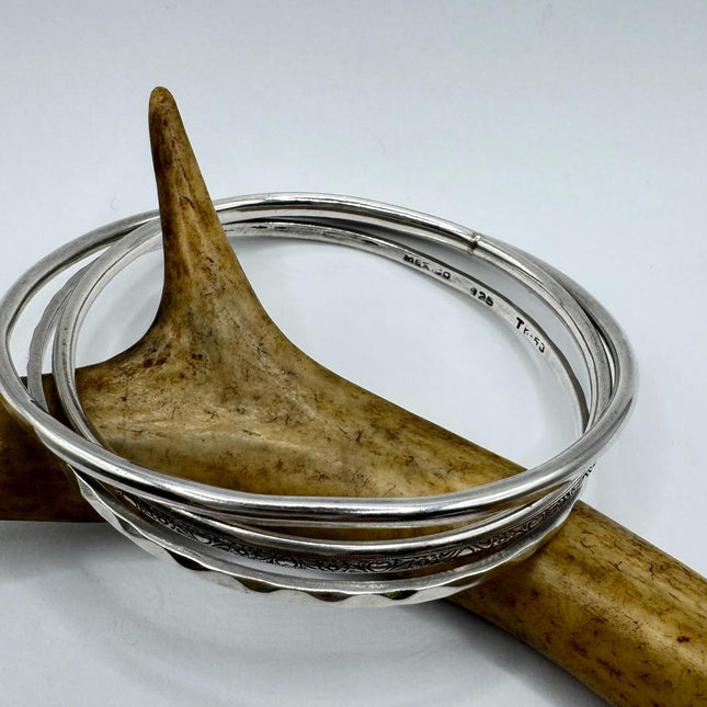 Vintage silver Bangle Cuff BraceletSet of 3
