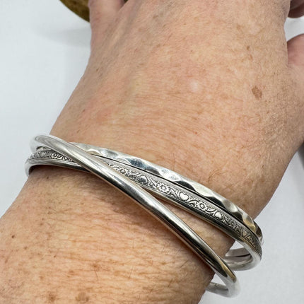 Vintage silver Bangle Cuff BraceletSet of 3