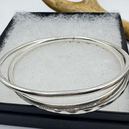 Vintage silver Bangle Cuff BraceletSet of 3