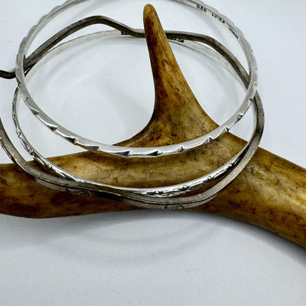 Vintage silver Bangle Cuff BraceletSet of 3