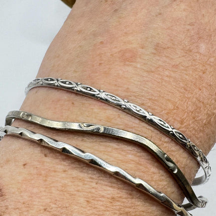 Vintage silver Bangle Cuff BraceletSet of 3
