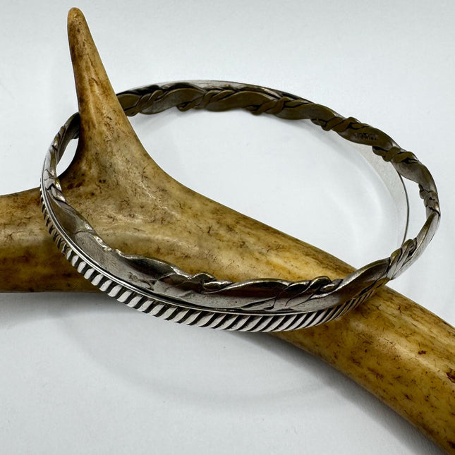 Vintage silver Bangle Cuff Bracelet Set of 2 African 925 from Elijah collection