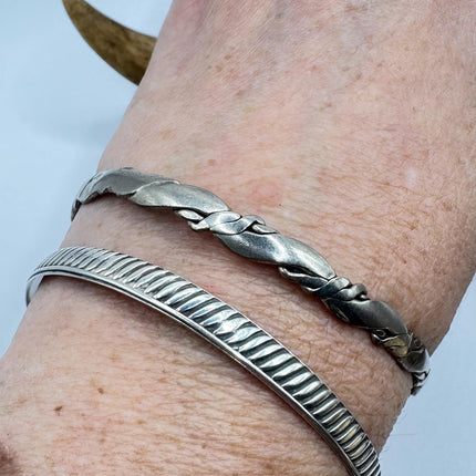 Vintage silver Bangle Cuff Bracelet Set of 2 African 925 from Elijah collection
