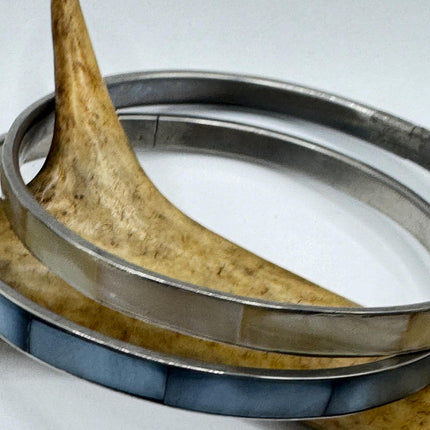 Vintage silver Bangle Cuff Bracelet Set of 2 African 925 from Elijah collection