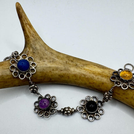 Vintage Gemstone Lucky Bracelet - 925 Sterling Silver Stacked Layers for Everyday Wear Elijah Collection