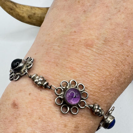Vintage Gemstone Lucky Bracelet - 925 Sterling Silver Stacked Layers for Everyday Wear Elijah Collection