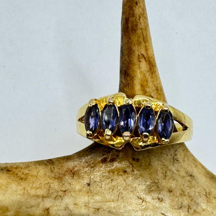 Vintage Blue Iolite Ring Band - 925 Sterling Silver