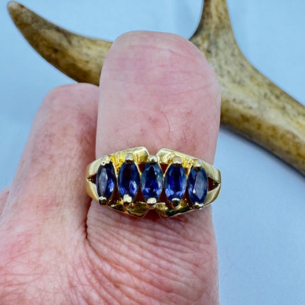 Vintage Blue Iolite Ring Band - 925 Sterling Silver