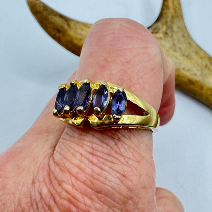 Vintage Blue Iolite Ring Band - 925 Sterling Silver