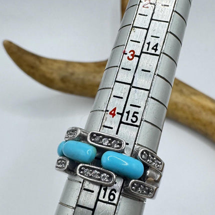 Vintage Tiny Turquoise Stacking Promise Ring - 925 Sterling Silver Band Minimalist Jewelry for Prom Wedding or Everyday Ring