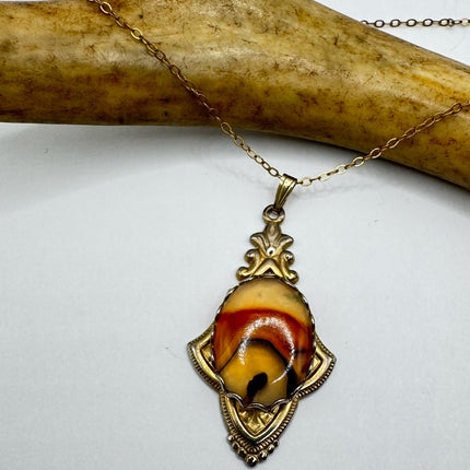 Vintage Red Carnelian Agate Gold Filled Necklace - Lucky Everyday Minimal