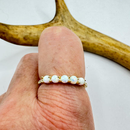 Vintage Fire Opal Stacking Promise Ring - 925 Sterling Silver Band Minimalist Jewelry for Prom Wedding or Everyday Ring