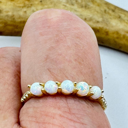 Vintage Fire Opal Stacking Promise Ring - 925 Sterling Silver Band Minimalist Jewelry for Prom Wedding or Everyday Ring
