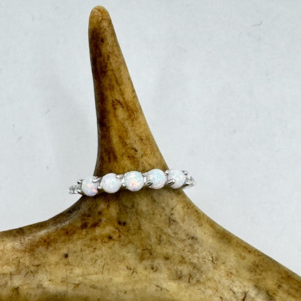 Vintage Fire Opal Tiny Stacking Promise Ring - 925 Sterling Silver Band Minimalist Jewelry for Prom Wedding or Everyday Ring