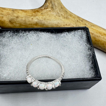 Vintage Fire Opal Tiny Stacking Promise Ring - 925 Sterling Silver Band Minimalist Jewelry for Prom Wedding or Everyday Ring