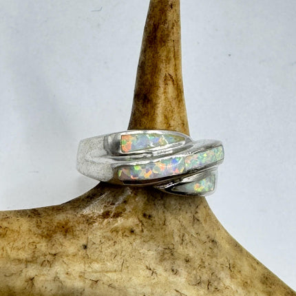 Vintage Fire Opal Tiny Stacking Promise Ring - 925 Sterling Silver Band Minimalist Jewelry for Prom Wedding or Everyday Ring