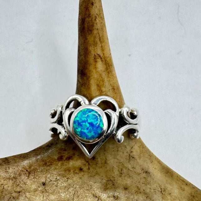Vintage Blue Opal Silver Ring |Celtic Boho Statement Wedding Band Ring 925 Sterling Silver Band