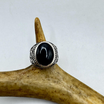 Vintage Black Onyx Mens Ring 925 Sterling Silver Band Deco Antique Cocktail Statement ring