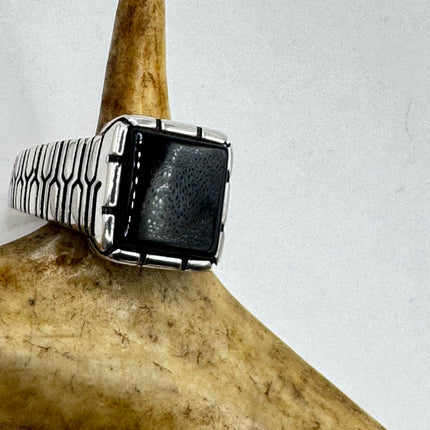 Vintage Black Onyx Mens Ring 925 Sterling Silver Band Deco Antique Cocktail Statement ring