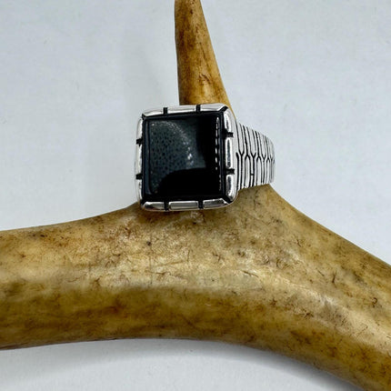 Vintage Black Onyx Mens Ring 925 Sterling Silver Band Deco Antique Cocktail Statement ring