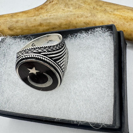 Vintage Black Onyx Mens Ring 925 Sterling Silver Band Deco Antique Cocktail Statement ring