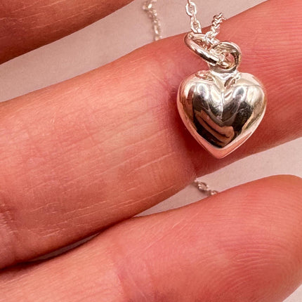 Vintage Tiny Mini Floating Heart Necklace Dainty 925 Sterling Silver Chain, Delicate Design laird stacking look
