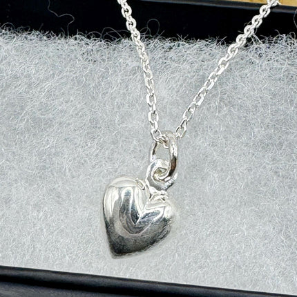 Vintage Tiny Mini Floating Heart Necklace Dainty 925 Sterling Silver Chain, Delicate Design laird stacking look