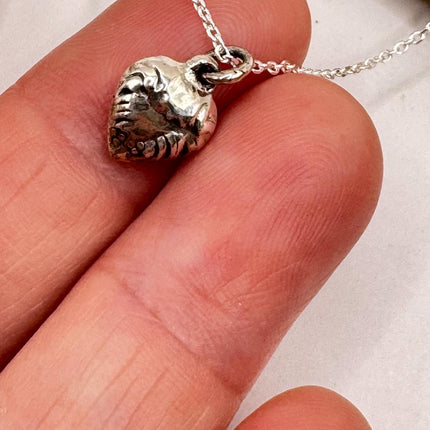 Vintage Tiny Mini Floating Heart Necklace Dainty 925 Sterling Silver Chain, Delicate Design laird stacking look