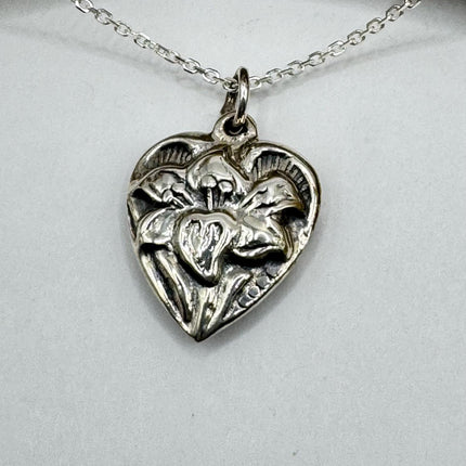 Vintage Tiny Mini Floating Heart Necklace Dainty 925 Sterling Silver Chain, Delicate Design Layered stacking look