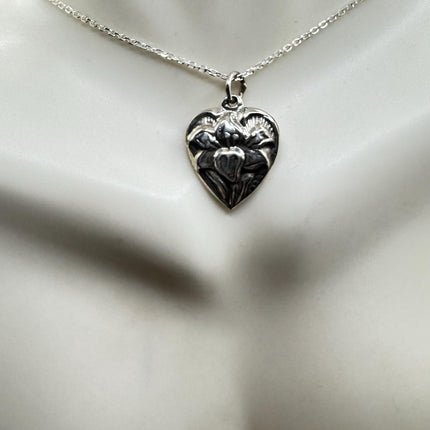 Vintage Tiny Mini Floating Heart Necklace Dainty 925 Sterling Silver Chain, Delicate Design Layered stacking look