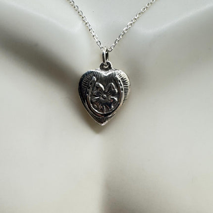 Vintage Tiny Mini Floating Heart Necklace Dainty 925 Sterling Silver Chain, Delicate Design Layered stacking look