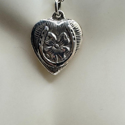 Vintage Tiny Mini Floating Heart Necklace Dainty 925 Sterling Silver Chain, Delicate Design Layered stacking look