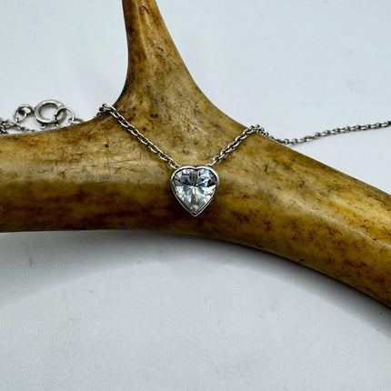 Vintage Tiny Mini Floating Heart Necklace Dainty 925 Sterling Silver Chain, Delicate Design Layered stacking look