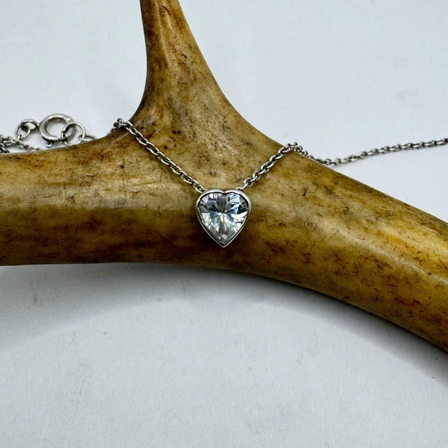 Vintage Tiny Mini Floating Heart Necklace Dainty 925 Sterling Silver Chain, Delicate Design Layered stacking look