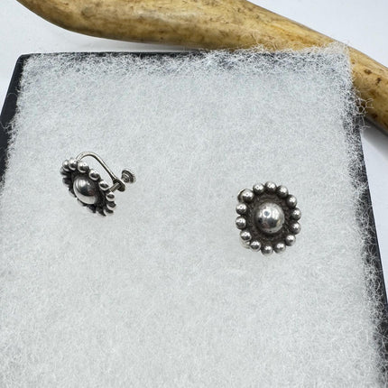 Vintage Silver Clip-On Earrings 925 Sterling Silver Hand Made Elijah Collection
